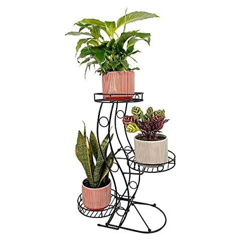 Cocoyard 3-Tier Metal Plant Stand - Tri-Level Planter Stand - Ideal for Indoor/Outdoor - Modern Design Collapsible Tiered Plant Stand for Your Garden - Flowerpots Holder Rack (Large) Cover