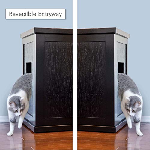 image for THE REFINED FELINE Cat Litter Box Enclosure Cabinet, Modern, Black Esp