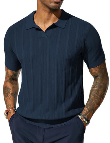 PJ PAUL JONES Mens Polo Short Sleeve Textured Golf Polo