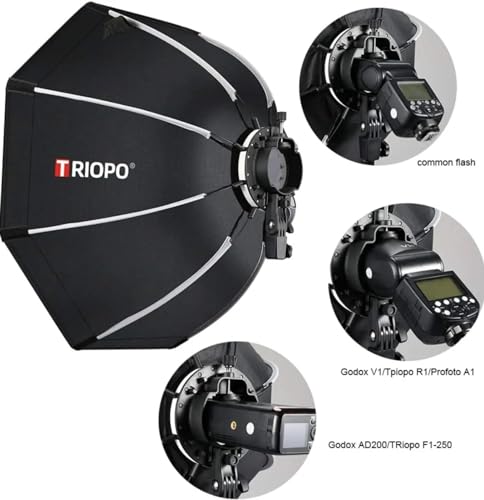 Image of Triopo KX90 90CM /35.4in Universal Folded Outdoor Speedlite Octagon Photo Softbox Umbrella Soft Box, for Godox V1 AD200 V1 AD200 TT600 V860II V850II TT685 Profoto A1 YONGNUO