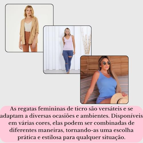 KIT 3 Regata BASICA Alça Tricot Tendência Moda Blogueira Regatinha DE ALCINHA FEMININA Tricô Cropped