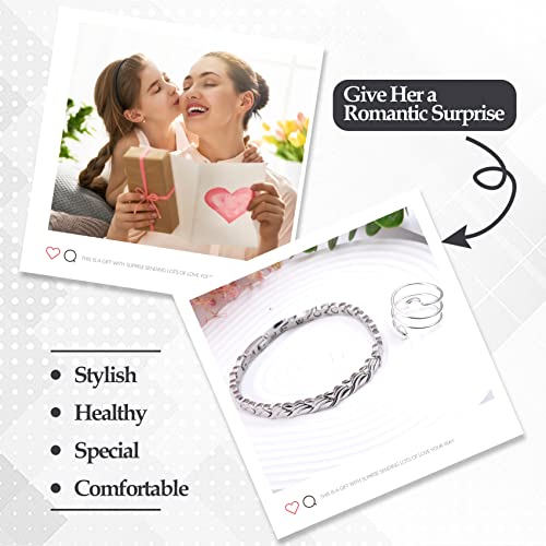 Jecanori Magnetic Bracelets for Women,Adjustable Titanium Steel Wristband Brazaletes,Valentine's Day Gifts with Sizing Tool (Mermaid Series)