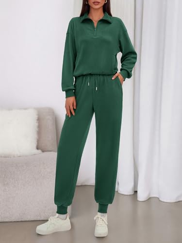 BTFBM Women's 2 Piece Tracksuit Fall Outfits 2025 Long Sleeve Half Zip Sweatshirt Sweatpants Lounge Set Sweatsuits