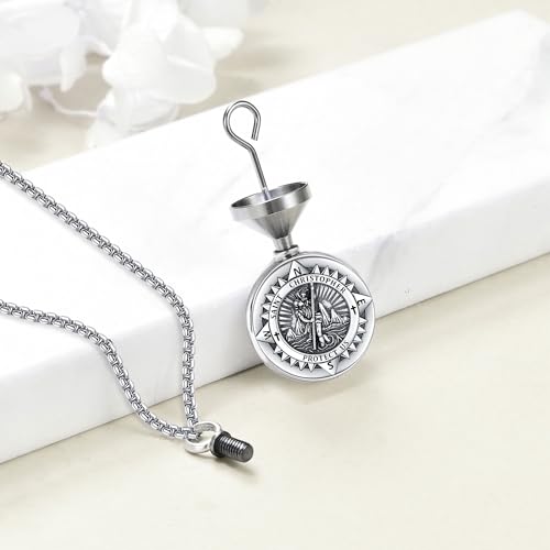 St Christopher Urn Necklaces for Ashes 925 Sterling Silver St Christopher Cremation Jewelry for Ashes Memory Jewelry for Men3