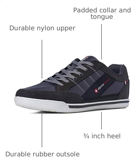 Image of Alpine Swiss Men's Retro Sneakers | Euro Vintage Inspired Low Top Shoes with Suede Trim | Stefan Fashion Sneakers | Streetwear Casual Tennis Shoes