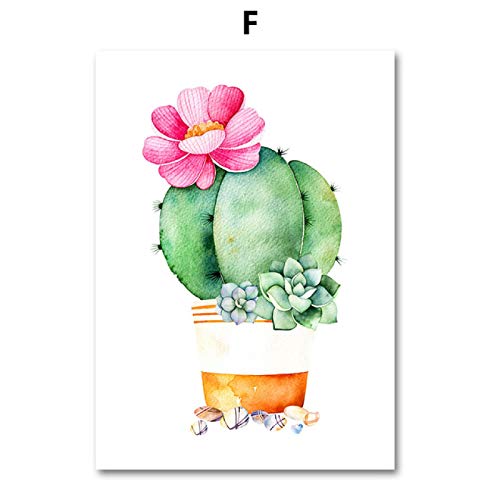 Peinture aquarelle cactus sur toile pour mur vide | Solution déco salon scandinave