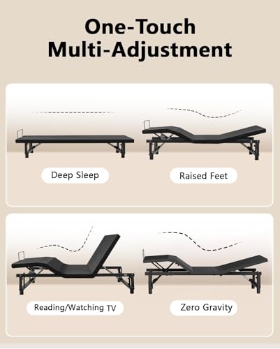 Image of Mixcous Adjustable Bed Base Queen Size with Zero Gravity & Anti-Snore, Electric Bed Frame with Head & Foot Incline, Quiet Motor, Wireless Remote, Heavy Duty Metal Frame, Easy Assembly