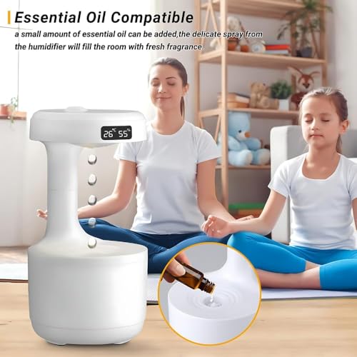 Image of Bedroom Humidifier for Sleep Essential Oil Diffuser with Flame Effect Night Light Ultrasonic Cool Mist Air Quiet USB Auto Shut Off Aromatherapy Diffuser (Water Drop Humidifier)