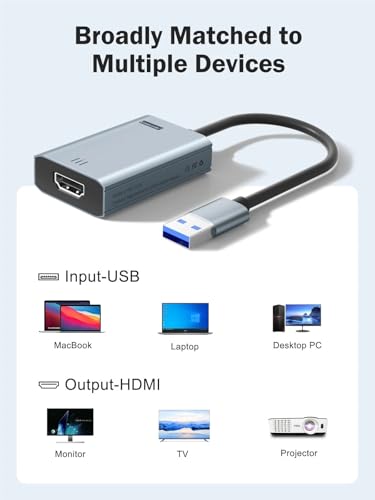 Adaptateur USB vers HDMI pour ajouter un second écran PC - Résolution Full HD 1080p stable