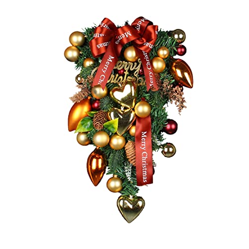 Couronne de Noël YZCIS avec branches de baies rouges et pommes de pin pour porte