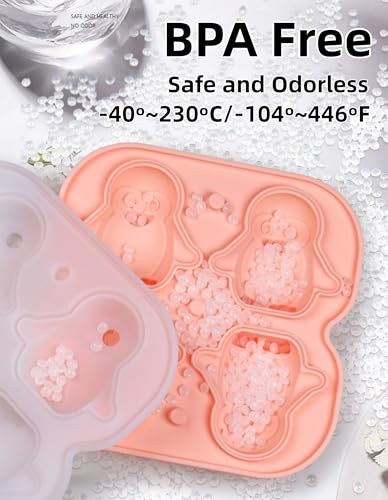 Molde para cubitos de hielo de silicona pingüino y búho 2 piezas miniatura 3