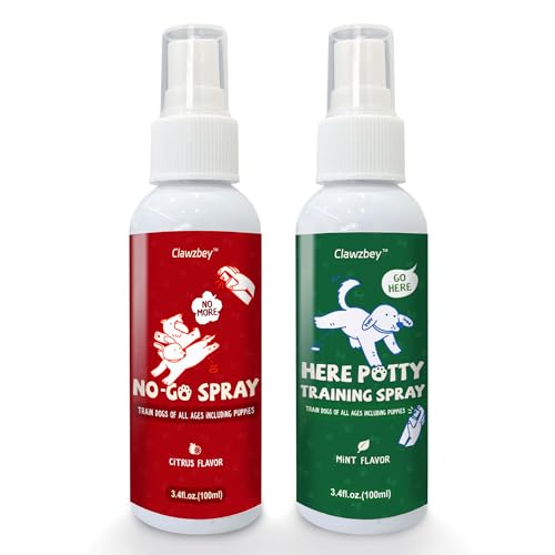 Clawzbey Dog Potty Spray Set (No-Go & Here Training Sprays)