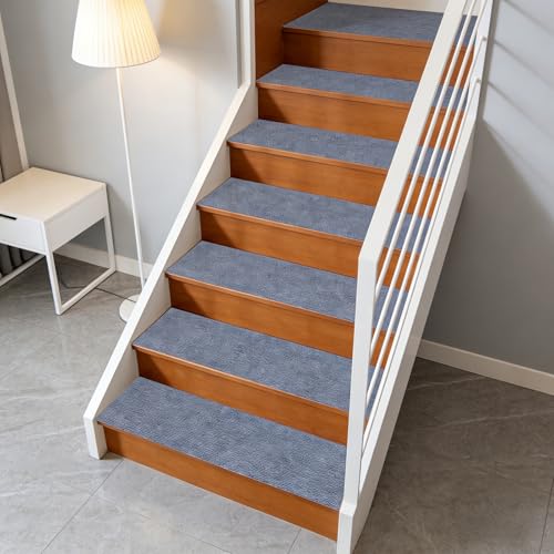 Juego de 5 alfombrillas antideslizantes para escaleras de 15 x 40 cm, parte trasera de TPE, insonorizadas, aptas para personas mayores, seguras y alfombrillas para escaleras