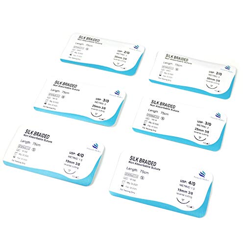 Practice Sutures | Sutures Thread with Needle (24 Mixed 2/0, 3/0, 4/0) | for Medical, Nursing, and Veterinary Students Suture Training | Suture Kit Companion | Demonstration and Education Use Only