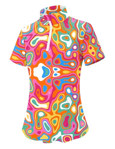 Image of LOMON Womens Golf Polo Shirts Summer Short Sleeve 1 /4 Zip Tops Moisture Wicking Casual Tennis Activewear with Pockets