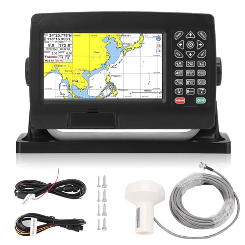 Trazador de Gráficos GPS,Navegador GPS Marino Transpondedor AIS de Mapa Dual Apoyo Solo en inglés Posicionamiento GPS BDS para Barco