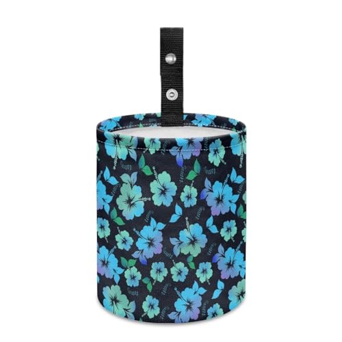 Image of Retro Tropical Flower Vehicle Trash Can Trash Bag for Cars Waste Basket Collapsible Reusable Leak Proof Car Organizer Road Trip Must Haves for Kids