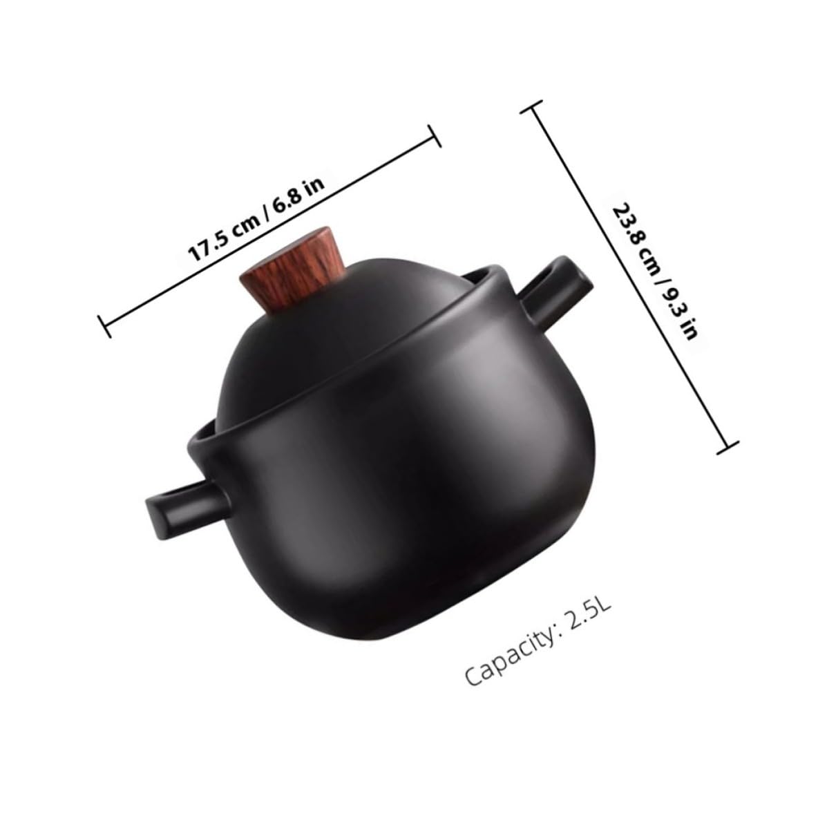 Balacoo Pentola per Stufato in Ceramica da 2,5l con Tecnologia Monopezzo, Resistente alle Alte Temperature, per Cucina a Gas e Zuppe Casalinghe