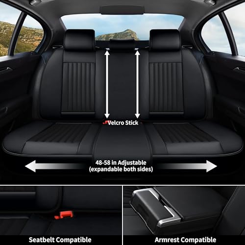 Image of Coverado Seat Covers, Car Seat Covers Front Seats, Car Seat Cover, Car Seat Protector Waterproof, Car Seat Cushion Nappa Leather, Black Seat Covers for Cars Carseat Cover Universal Fit for Most Cars