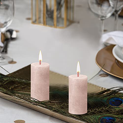 Bolsius 4 Pack Misty Pink Rustic Pillar Candles - 2 X 4 Inches - Premium European Quality - Natural Eco-Friendly Plant-Based Wax - Unscented Dripless Smokeless 30 Hour Party Décor And Wedding Candles #TOP5