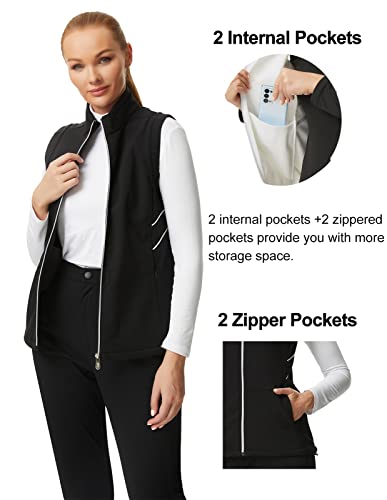 Jack Smith Women Running Vest Black Fleece Softshell Utility Fishing Hiking Sleeveless Outerwear With Pockets #TOP2
