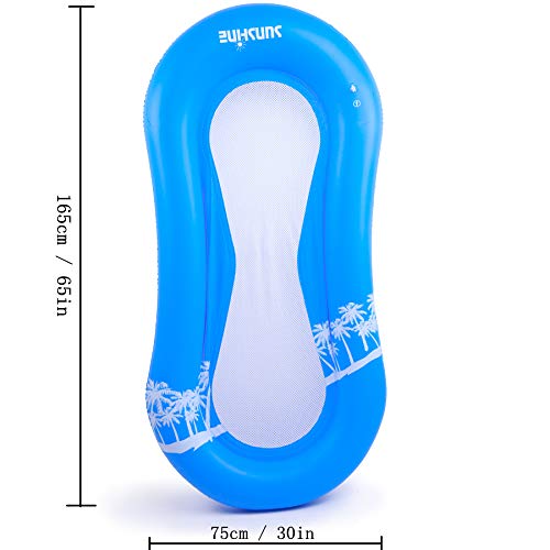 Myir Pool Hängematte mit Mesh, Aufblasbare Wasserhängematte luftmatratzen Liege Wasser Bett Floating Lounge Stuhl Schwimmbad Aufblasbarer Spielzeug für Erwachsene (Wasserhängematte Blau)