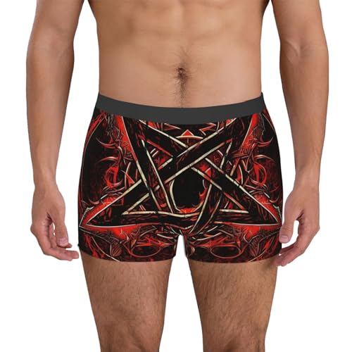 Demon Satan pentagram flame Dark Men Boxer Briefs Underwear Breathable Stretch Underpants X-Large Black2