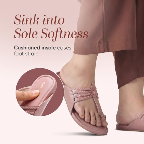 Image of Frido Women's Comfort Flat Sandals | Ethnic Style Slip-On | Super Soft Cushioned Sole, Padded Knit Upper, Breathable & Anti-Skid Zero-Drop | Available in Comfort Flat & Ethnic Kolhapuri style