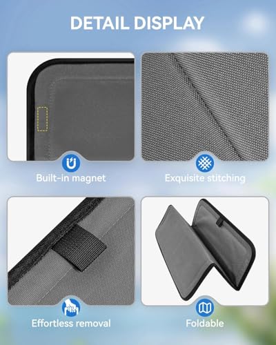 Magnetisch isolierte Dachentlüftungs-Sonnenabdeckung für MaxxAir-Ventilator, Faltbare Verdunkelungs- und Belüftungsabdeckung aus 600D-Oxford-Gewebe, 16,5\ x 16,5\ (Kühlgrau)