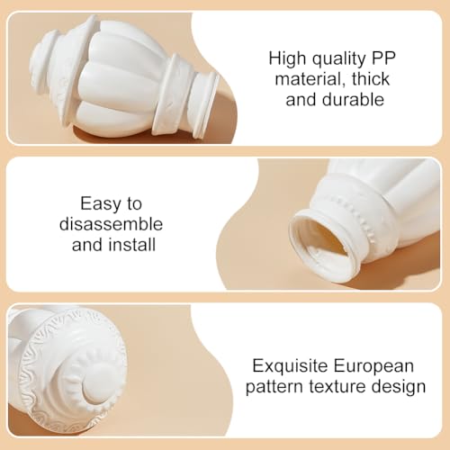 AHANDMAKER 4 Pcs Curtain Rod Caps Finials, Plastic Curtain Rod End Cap, Vintage Window Curtain Rod End Plug - Image 4