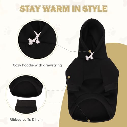 Waoduld Dog Sweaters,Dog Hoodie,Cozy Fleece Interior Sweatshirt with Hood & Pocket,Leash Hole,Pet Clothes Sweater for Small,Medium,and Large Dogs,Black&L by Waoduld - Image 5