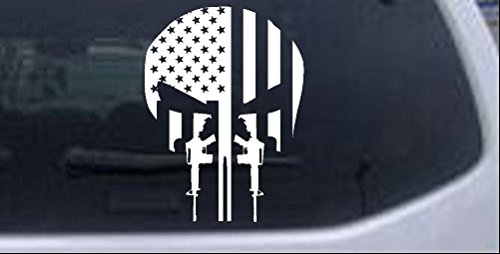 Rad Dezigns Punisher Skull American Flag Vertical Ar15 Ar 15 Teeth Military Car Or Truck Window Laptop Decal Sticker - White 6In X 4.5In #TOP20
