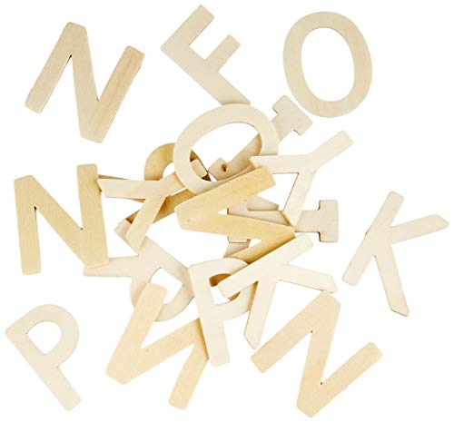 arkCRAFT W0010 Holzbuchstaben-Set A-Z, Großbuchstaben, ca. 60 Stück