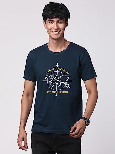 Image of ADRO 100% Cotton Lycra Tshirts for Men Combo Pack of 3 | Regular Fit | Printed T Shirt | Round Neck Half Sleeve| Mens Tshirts
