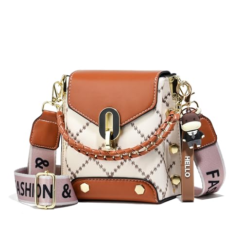 Xiaoyu Small Crossbody Bags for Women Fashion Cell Phone Purse Shoulder Handbags with Wide Strap (Brown)