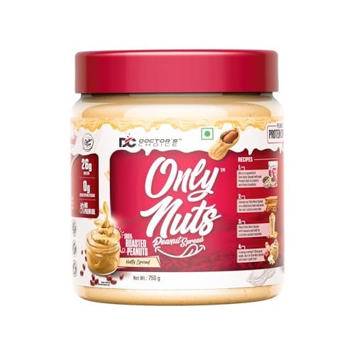 Image of DC Doctors Choice High Protein Peanut Butter, Only Nuts, Gluten-Free, Zero Trans Fat, Vegan, Unsweetened Creamy (750 g) (Pack of 1)