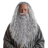 HOMELEX Grey Wizard Beard And Wig - Halloween Funny Father Time Costume Accessory for Adults