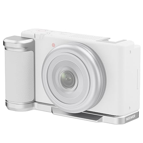 NEEWER ZV-1F ZV-1 II Placa en L Compatible con Sony, Metal L Bracket con Empuñadura de Cuero Blanca Rosca de 1/4,Base Arca para Montaje Vertical Compatible con SmallRig NEEWER Accesorio,CA030B Plata