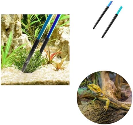 2 Pcs Reptile Feeding Tongs,27cm Straight and Curved Aquarium Tweezers,Stainless Steel Worms Tongs Tools for Hold Bearded Dragon Lizards Reptiles and Fish Tank Plants Aquascape Tools,Colorful — view 4