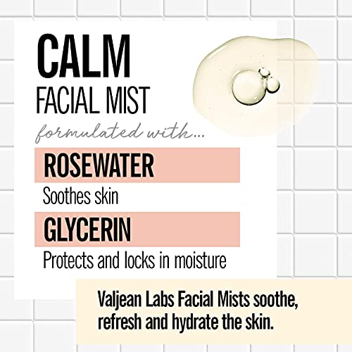 Valjean Labs Face Mist - Calm | Rosewater + Glycerine | Calms, Moisturizes, Soothes | Helps To Even Complexion | Paraben Free, Cruelty Free, Made In Usa (8 Oz) #TOP2