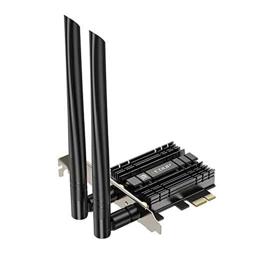 EDUP Placa PCI WiFi 6E AX210 Bluetooth 5.2 AX5400M 802.11ax Tri-Band 6G/5.8G/2.4GHz Dissipador de calor 6dBi Antena PCI-E Placas de rede sem fio para PC Desktop Suporte Windows 11/10 64 bits
