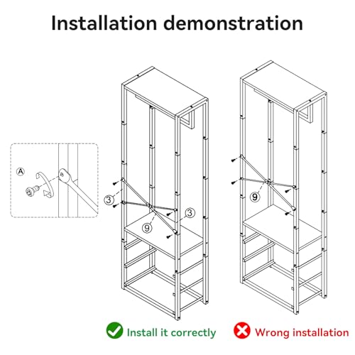 YMYNY Garderobenständer, Kleiderständer mit Schubladen, Freistehender hoher Kleiderschrank offen, Ablagen, Garderobe mit Kleiderstange für Schlafzimmer Wohnzimmer, 39×29×179CM Weiß HGR001W