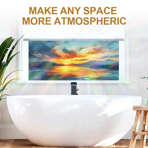 Image of Sunset Lake Mountain Window Film 39.37x17.32in Cling