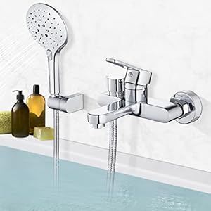 BONADE Badewannenarmatur mit Handbrause 3 Strahlarten Einhand-Wannenbatterie wannenarmatur inkl. Wandhalterung Duschsystem Duscharmatur Wasserhahn für Badwannen Dusche Chrom