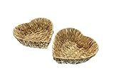 FRANK FLECHTWAREN Dekokorb Herzform 30 x 30 x 10 cm Geschenkkorb Aufbewahrungskorb Wasserhyazinthe Metallrahmen naturfarben handgeflochten stabil (2)