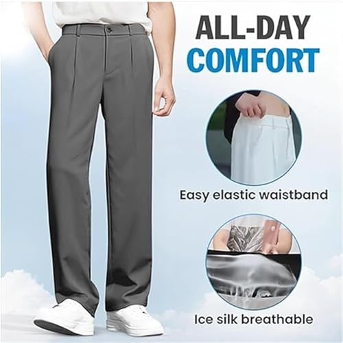 Fleurosta Mens Pants, Easemotions Super Stretch Ice Silk Comfort Pants, Lightweight Quick-Dry Relaxed Fit4