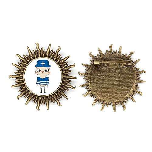 Broche drapeau de la Grèce soleil en métal idéale sur une veste