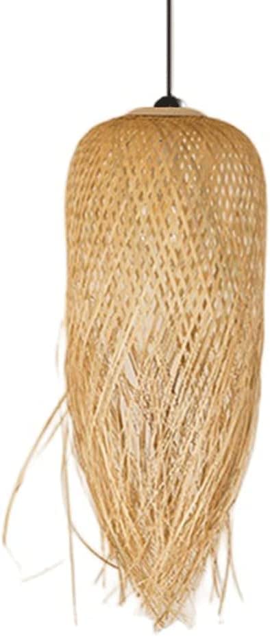 Luminaires creux tissés suspendus et abat-jour osier naturel boho