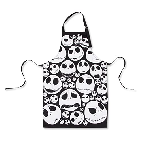 Ukonic Tablier de cuisine Disney L'Étrange Noël de Monsieur Jack Skellington Face pour cuisine, pâtisserie, barbecue, noir