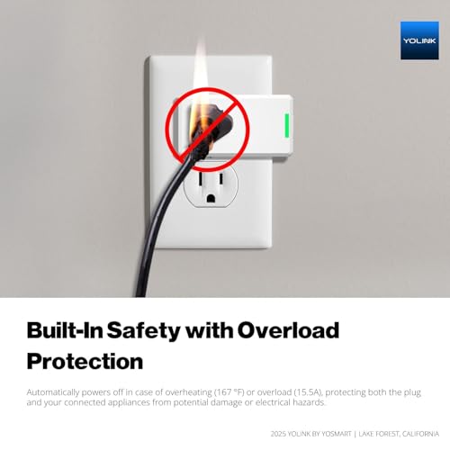 Image of YoLink Smart Energy Plug 15A - 1 /4 Mile LoRa Range, High-Power Devices with Cycle Schedule, Real-Time Energy Monitoring, Overload Protection, Alerts, Alexa, Google, IFTTT, HA, Hub Required YS6614